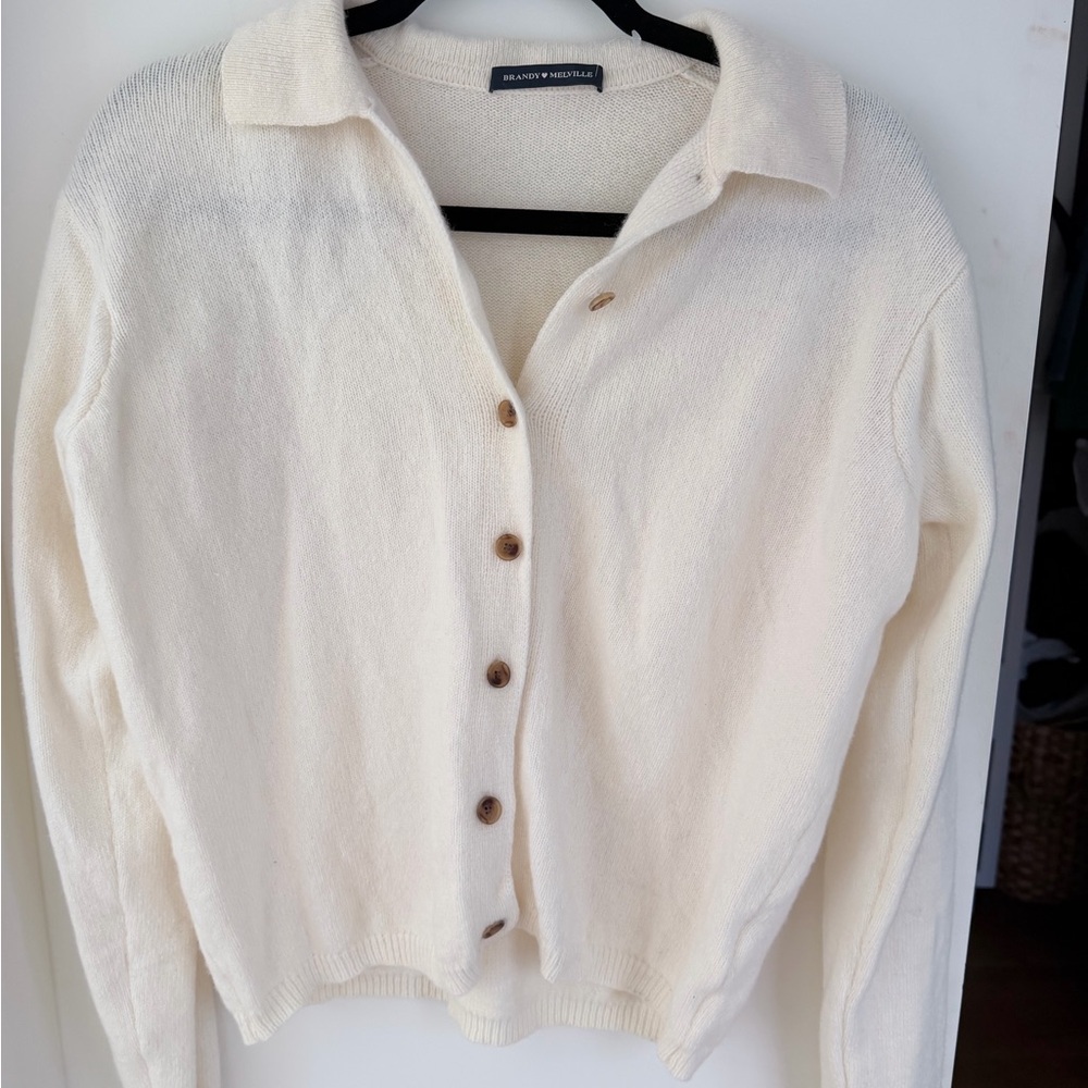 Brandy Melville Cream Button-Up Cardigan